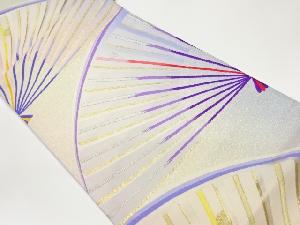 リサイクル　扇に花模様織出し袋帯